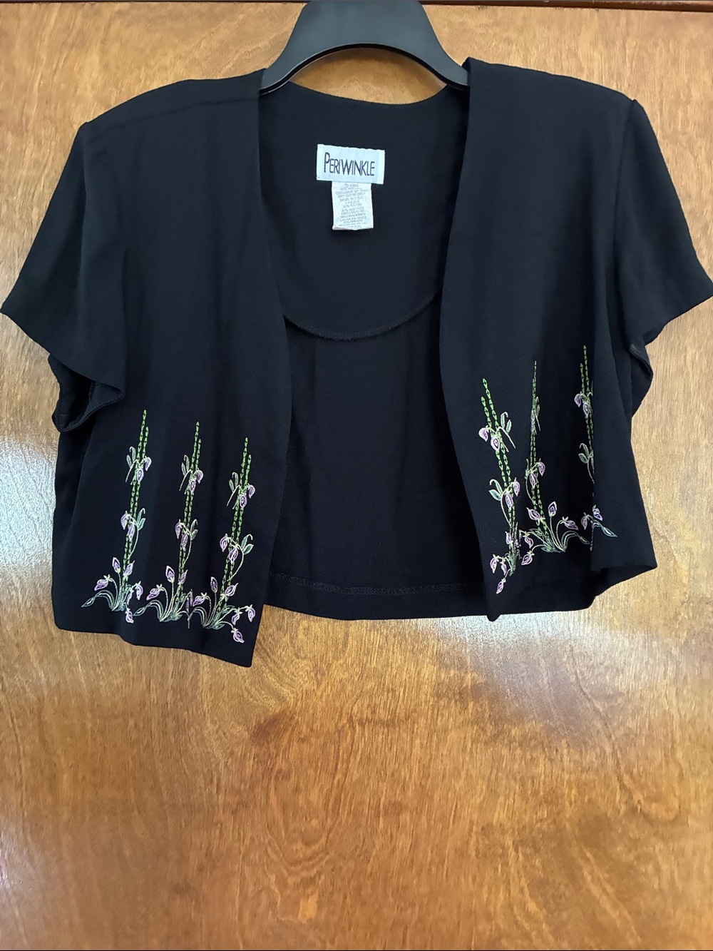 Periwinkle Black Embroidered Short Sleeve Bolero Jacket